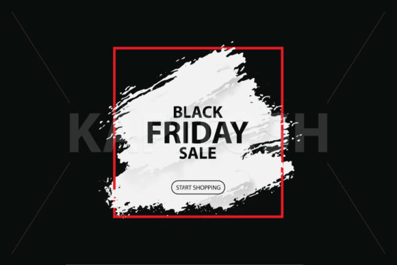 3D Black Friday Sale Banner Grunge Brush
