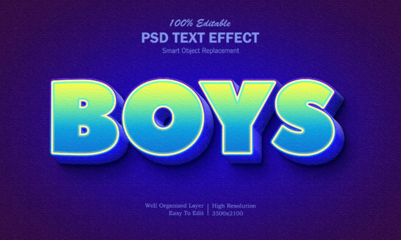 3D Boys Gradient Text Effect