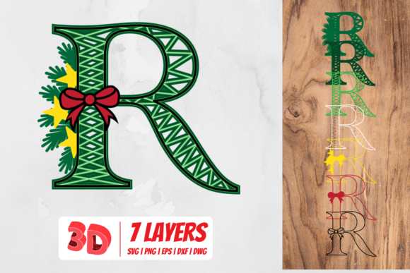 3D Christmas Letter R: A Festive Design Element with Dimension and Charm
