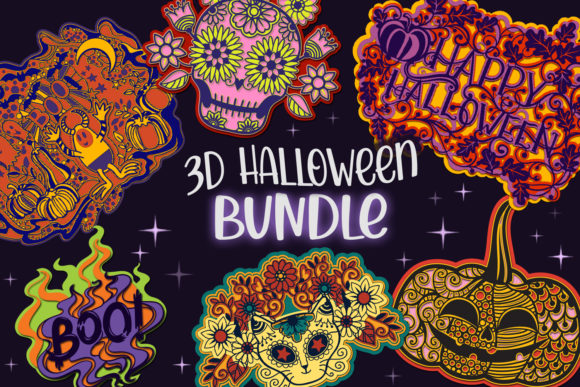3D Halloween Bundle: 8 Layered SVG Items