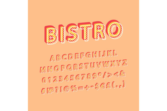 Bistro Vintage 3D Vector Alphabet Set