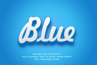 Blue Bold Detailed 3D Text Effect Mockup