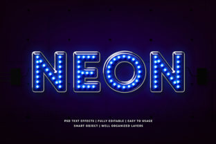 Blue Light Neon 3D Text Effect Mockup