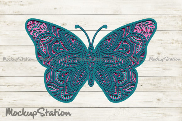 Butterfly 3D Mandala SVG, Layered DXF: Precision Assets for Creative Execution