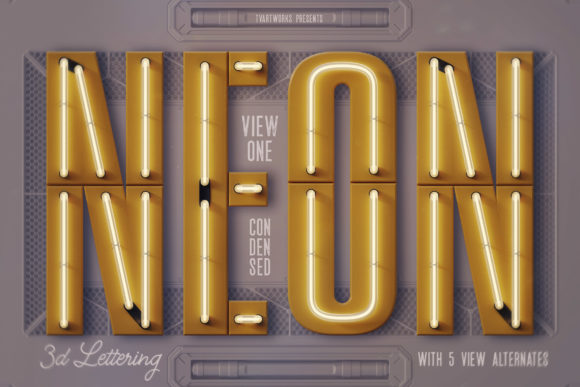 Condensed Neon 3D Lettering: Bold, Compact, and Eye-Catching for Modern Design Needs
