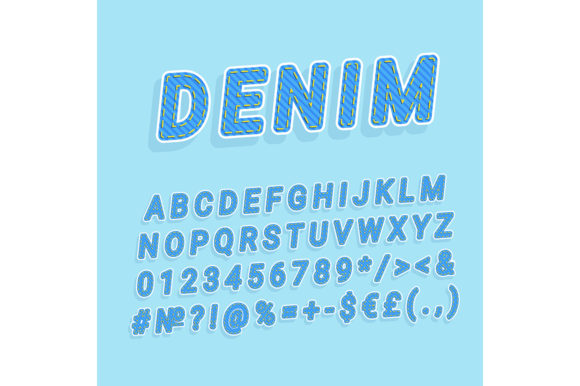 Denim Vintage 3D Vector Alphabet Set