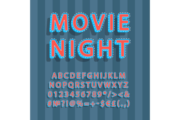 Movie Night Vintage 3D Vector Alphabet: Timeless Typography for Storytelling