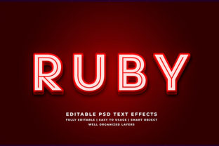 Red White 3D Text Effect Mockup